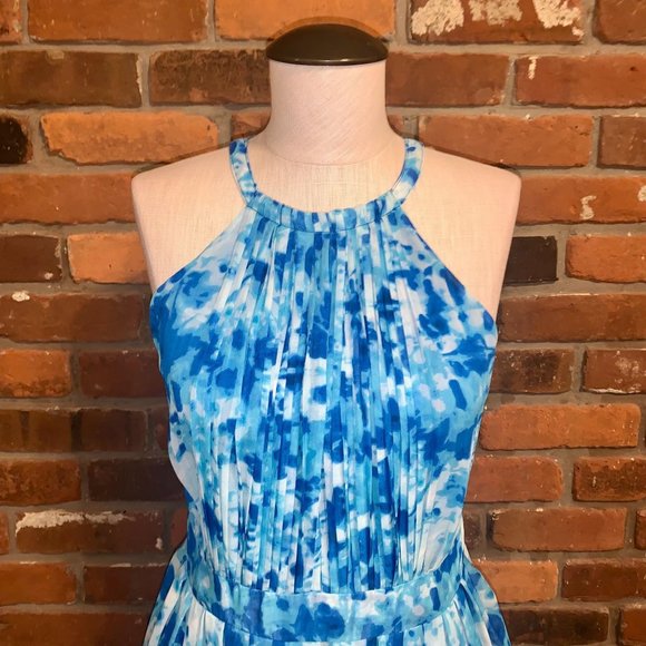 Calvin Klein Blue Floral Halter Maxi Dress 8 - Picture 2 of 7